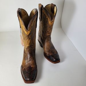 Tony Lama Women's Western Cowboy Boots Brown Tooled Toe Size 6 B New with Tags